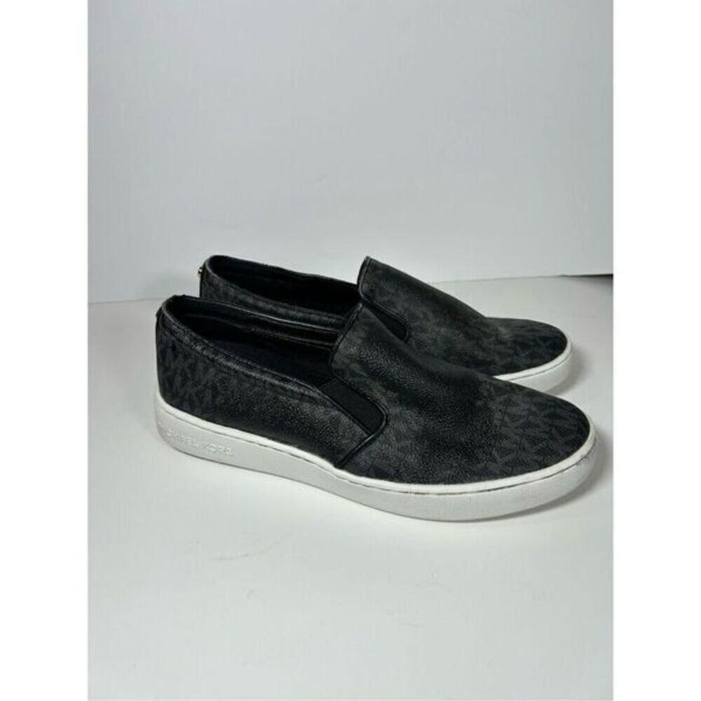 Michael Kors Keaton Black Signature Logo Slip-On Sneakers Size 8.5
